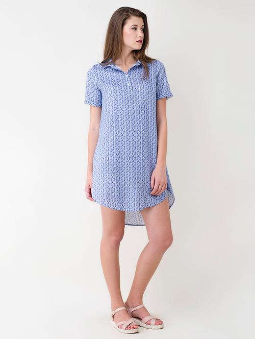 blue printed high low dress - 14913017 - Very Small Image - 1