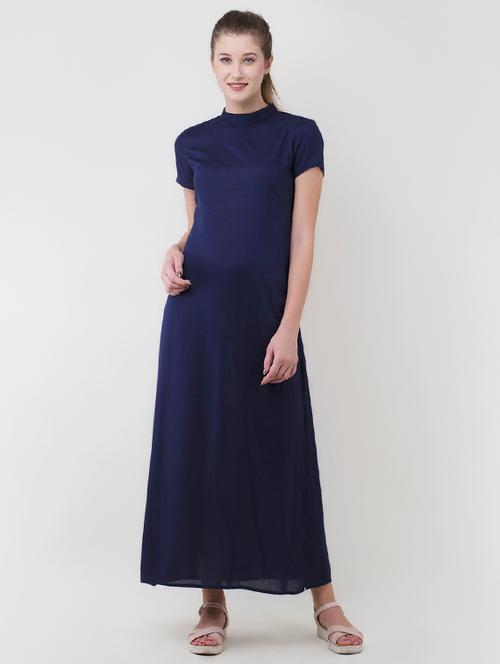 navy blue solid maxi dress - 14913018 - Very Small Image - 1