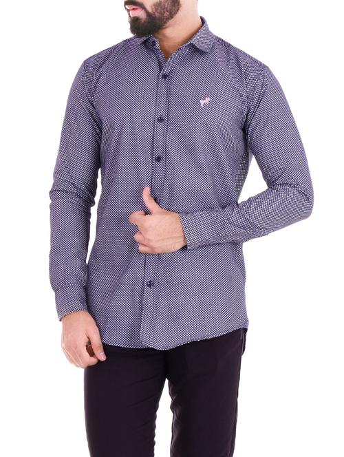 navy blue cotton casual shirt - 14914996 - Very Small Image - 1