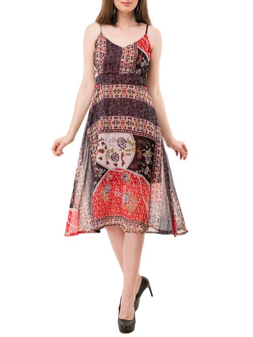 black printed a-line dress - 14915537 - Very Small Image - 1