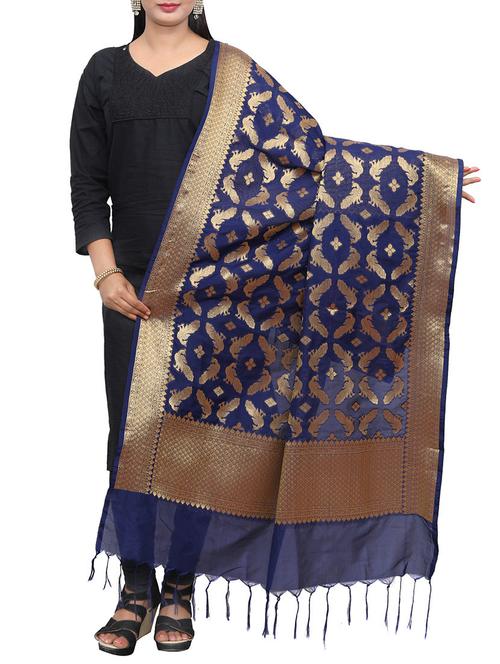 blue art silk dupatta - 14916023 - Very Small Image - 1