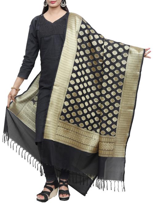 black art silk dupatta - 14916036 - Very Small Image - 1