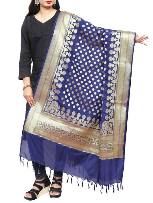 blue art silk dupatta - 14916040 - Very Small Image - 1