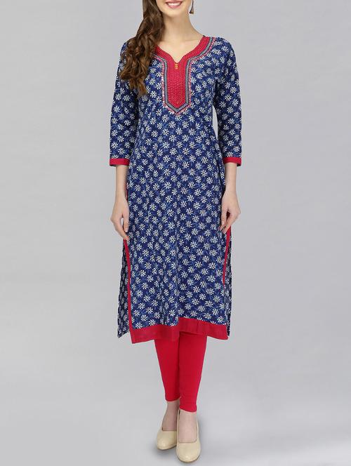 blue cotton kurta - 14916503 - Very Small Image - 1