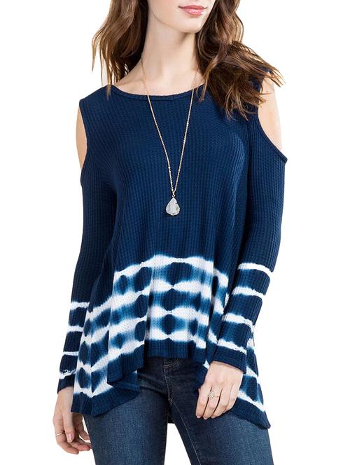 navy blue cold shoulder top - 14917261 - Very Small Image - 1