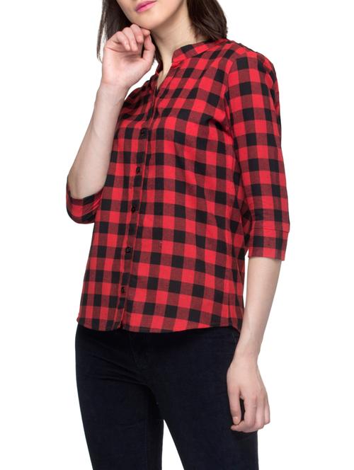 red cotton checkered shirt - 14917276 - Very Small Image - 1