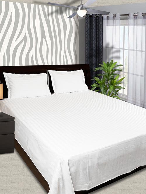 self striped satin cotton plain king bedsheet with 2 pillow covers - 14917349 - Very Small Image - 1