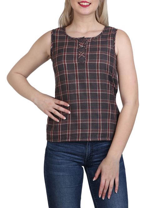 brown printed cotton top - 14918790 - Very Small Image - 1