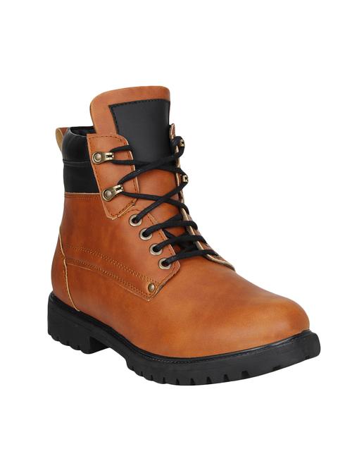 brown leatherette high ankle boot - 14918836 - Very Small Image - 1
