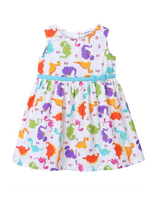 bow patched dinosaur print frock - 14920788 - Very Small Image - 1