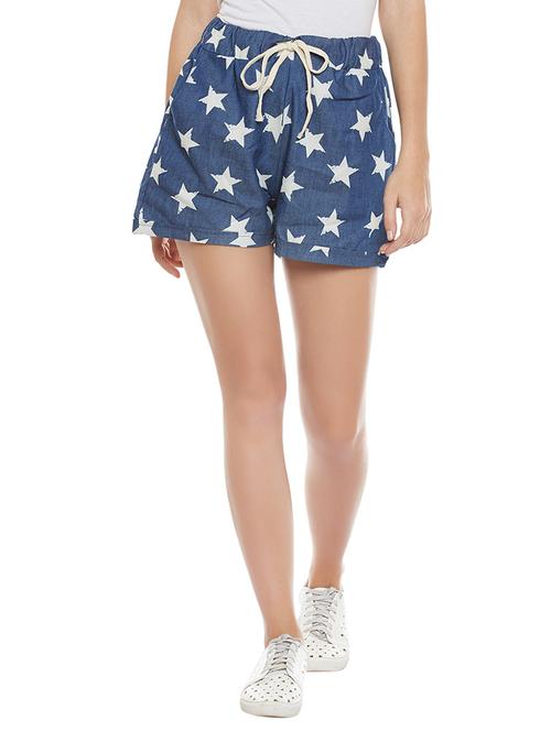 blue printed cotton shorts - 14921414 - Very Small Image - 1