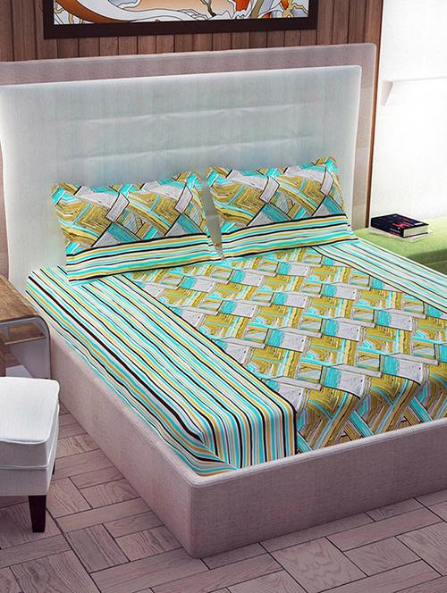 100% cotton double bedsheet with 2 pillow covers - 14922810 - Very Small Image - 1