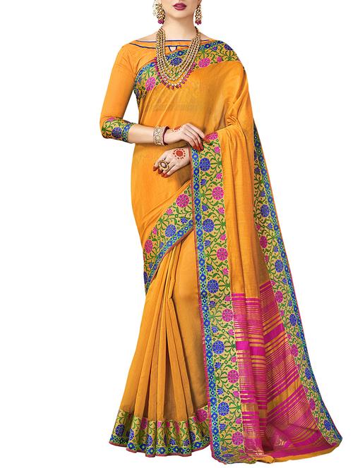 zari bordered chanderi saree with blouse - 14923899 - Very Small Image - 1
