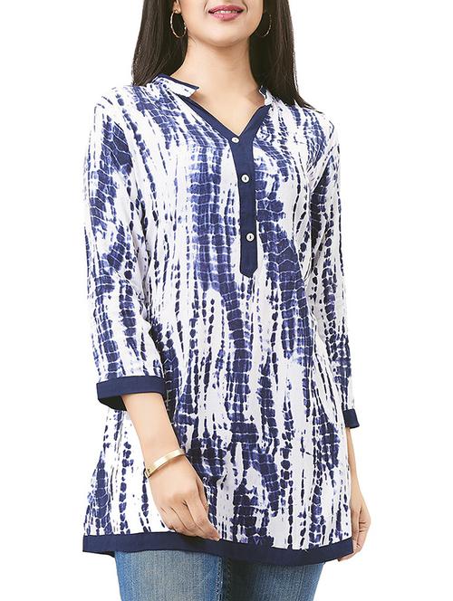 blue viscose aline kurti - 14924302 - Very Small Image - 1