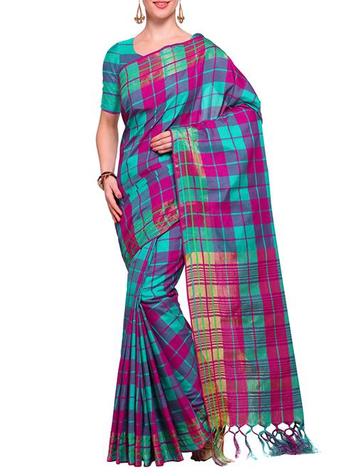 blue maheshwari saree with blouse - 14925673 - Very Small Image - 1