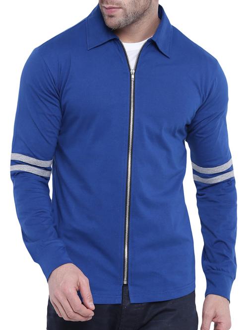 blue cotton casual jacket - 14926522 - Very Small Image - 1