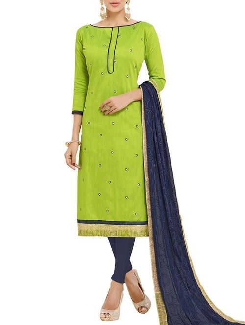 mirror work semi-stitched churidaar suit - 14927440 - Very Small Image - 1