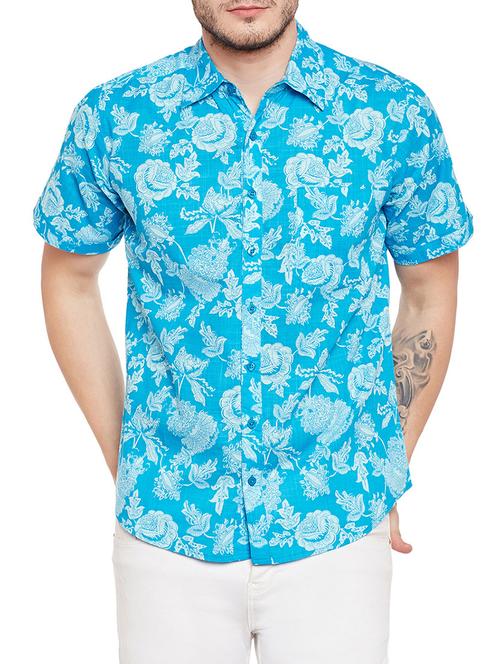 turquosie cotton casual shirt - 14929414 - Very Small Image - 1