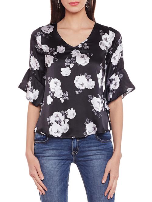 tie back floral bell sleeved top - 14929451 - Very Small Image - 1