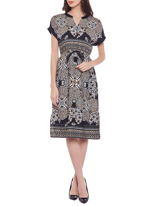 black printed empire line dress - 14929518 - Very Small Image - 1