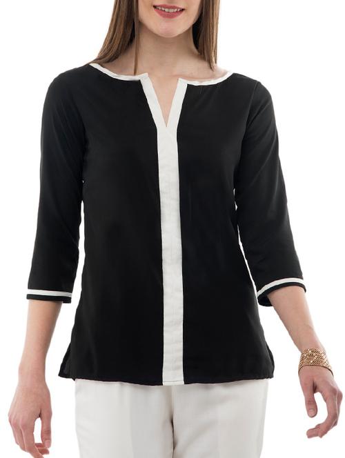 women's straight notch neck top - 14930598 - Very Small Image - 1