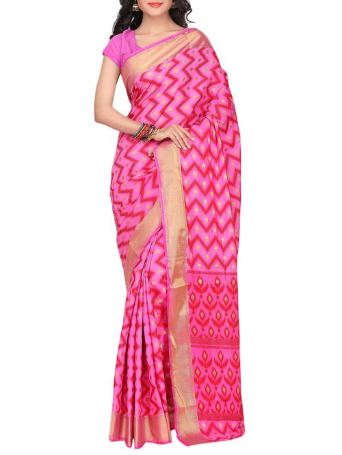 pink silk saree with blouse - 14931024 - Very Small Image - 1