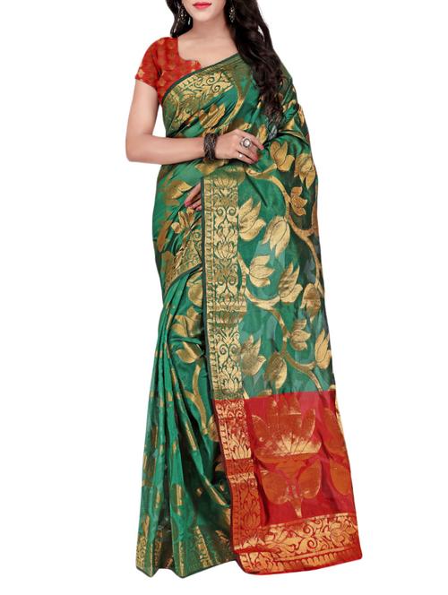green silk saree with blouse - 14931086 - Very Small Image - 1