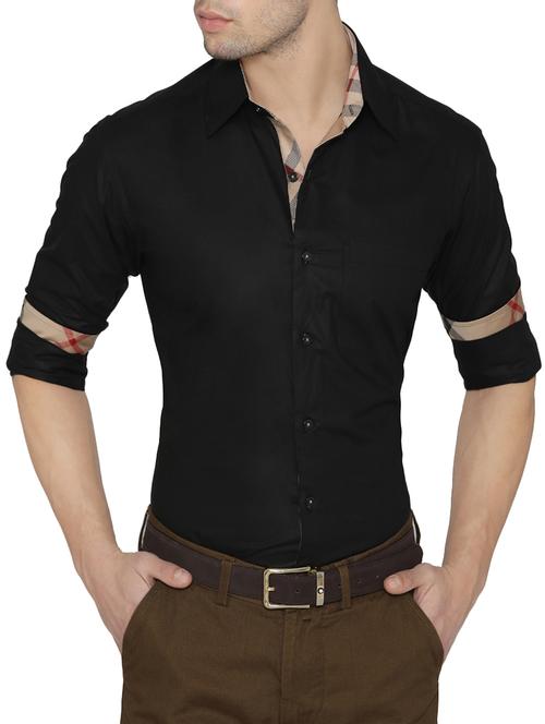 black solid casual shirt - 14933266 - Very Small Image - 1