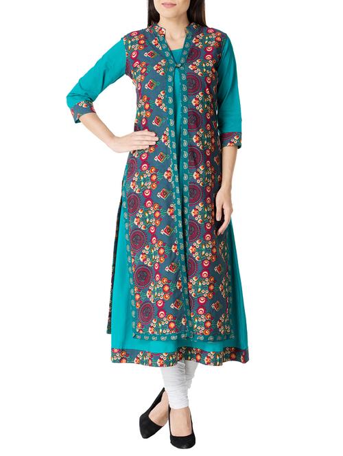 printed layered a-line kurta - 14933287 - Very Small Image - 1