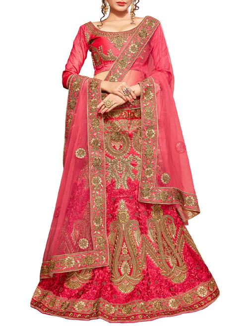 pink silk panelled lehenga - 14935321 - Very Small Image - 1