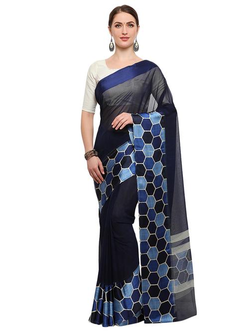 blue georgette printed saree with blouse - 14935487 - Very Small Image - 1
