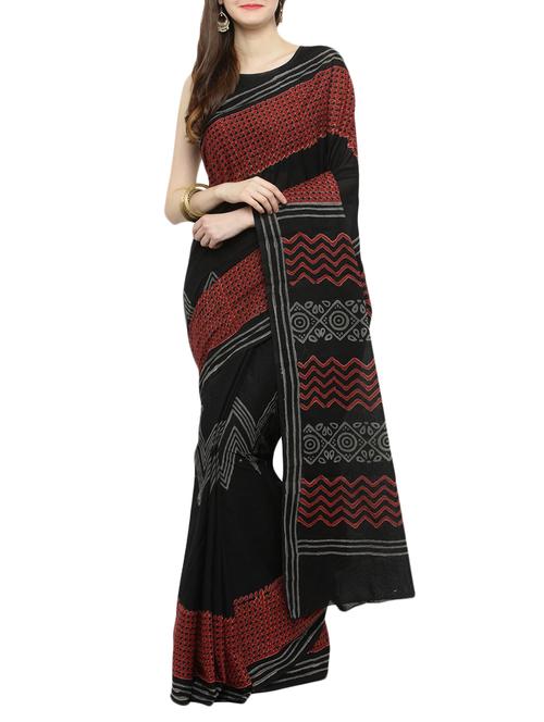 chevron block printed saree with blouse - 14935769 - Very Small Image - 1