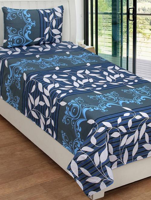 cotton single bedsheet with 1 pillow cover - 14936123 - Very Small Image - 1