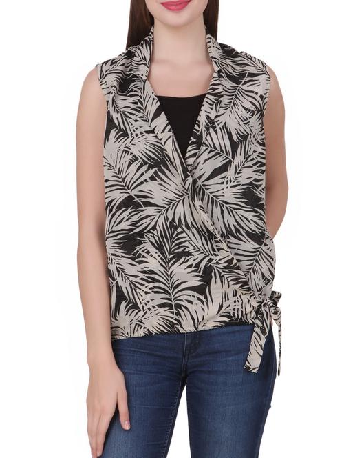 black printed wrap top - 14936272 - Very Small Image - 1