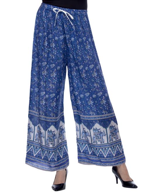 blue printed viscose palazzo - 14936728 - Very Small Image - 1