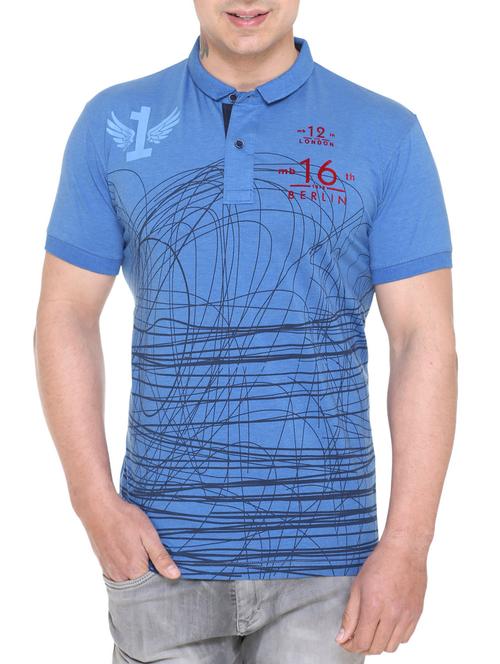 blue cotton all over print t-shirt - 14936794 - Very Small Image - 1