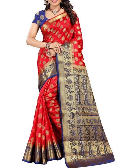 red kanjivaram silk saree - 14936839 - Very Small Image - 1