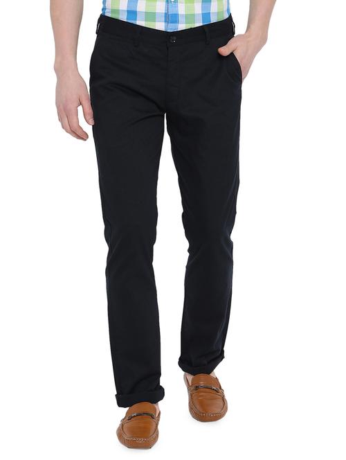 navy blue cotton flat front trouser - 14937053 - Very Small Image - 1