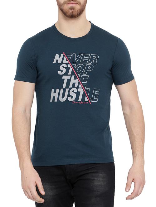 blue cotton chest print tshirt - 14937108 - Very Small Image - 1