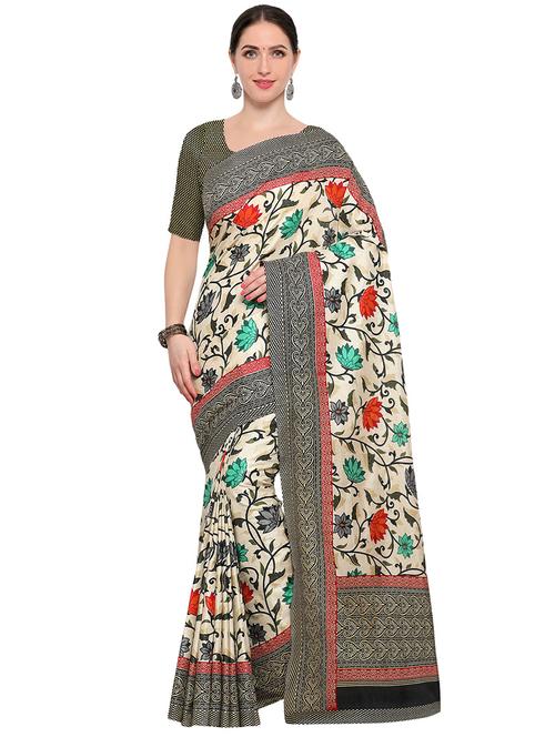 floral printed saree with blouse - 14937162 - Very Small Image - 1