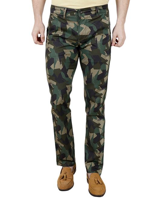 green cotton blend flat front casual trouser - 14937541 - Very Small Image - 1