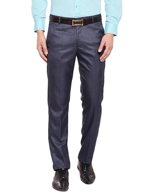 blue polyester flat front formal trouser - 14937551 - Very Small Image - 1