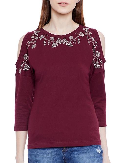 cold shoulder embroidered top  - 14937815 - Very Small Image - 1