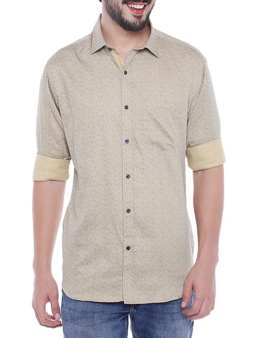 beige cotton casual shirt - 14937914 - Very Small Image - 1
