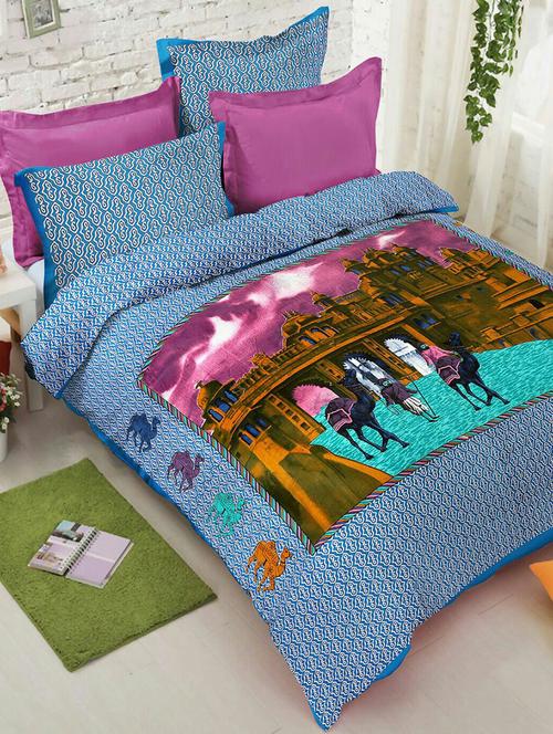 100% cotton double bedsheet  2 pillow covers - 14939093 - Very Small Image - 1