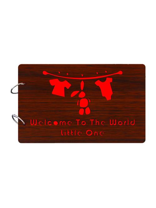 "welcome to the world little one"wooden brown photo album - 14941705 - Very Small Image - 1