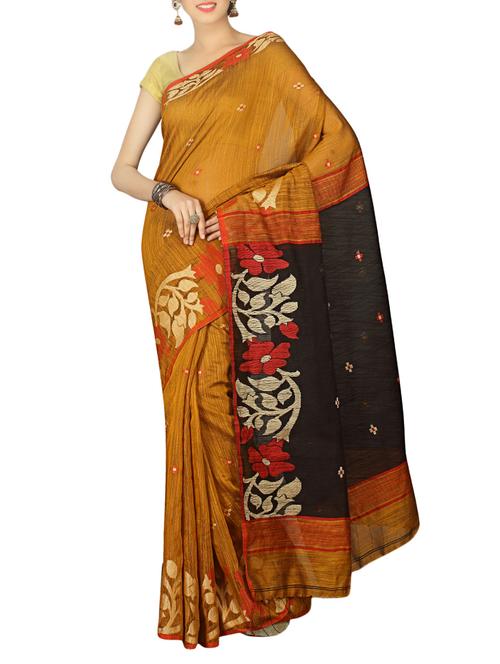 floral motif handloom saree with blouse - 14942094 - Very Small Image - 1