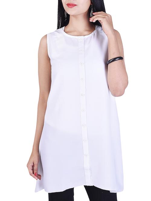 solid white crepe tunic - 14942369 - Very Small Image - 1