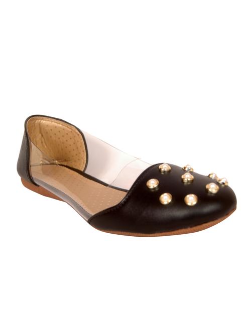 black faux leather slip on ballerina - 14942507 - Very Small Image - 1