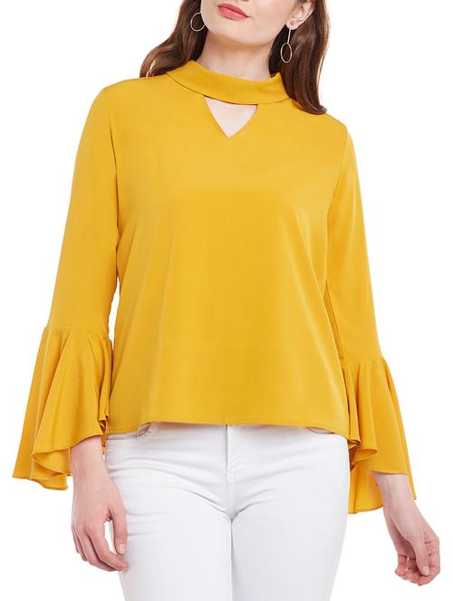 yellow solid bell sleeved top - 14944908 - Very Small Image - 1